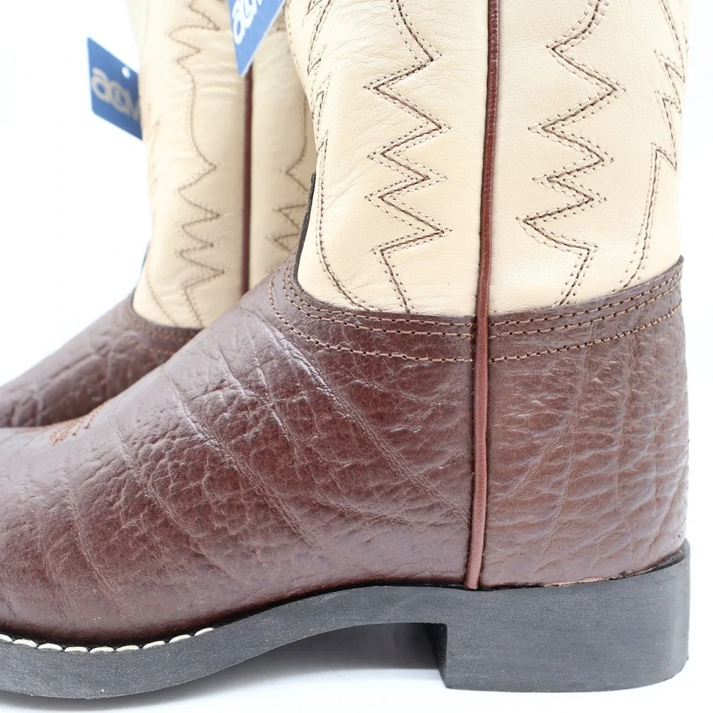 Acme Vintage Style Roper Boots Kids 3.5 Brown Bullhide Leather New NWT